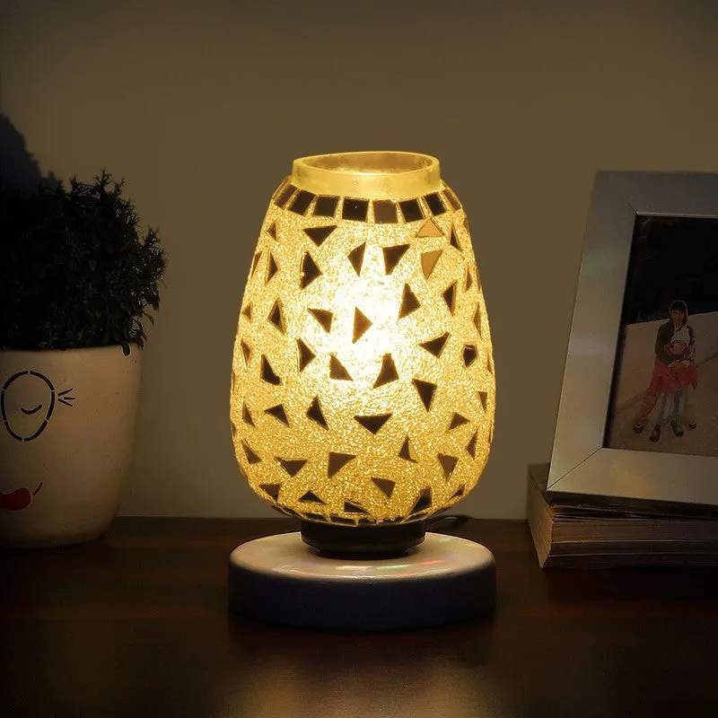 Prismine Mosaic Glass Table Lamp With Wooden Base - Multicolor media 1