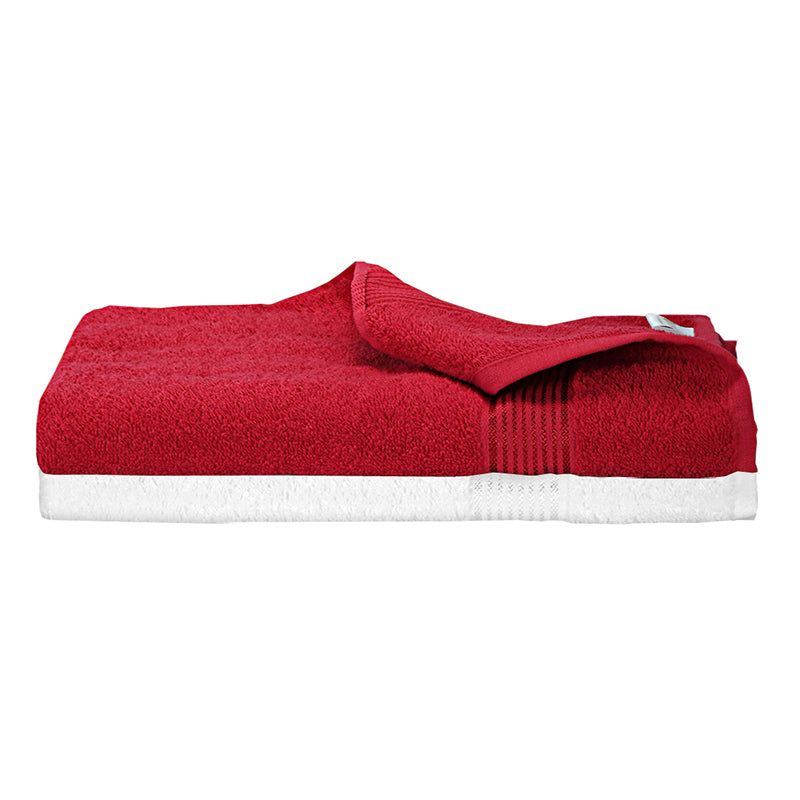 Nuage Cotton Bath Towel (White & Red) - Set Of Two media 3