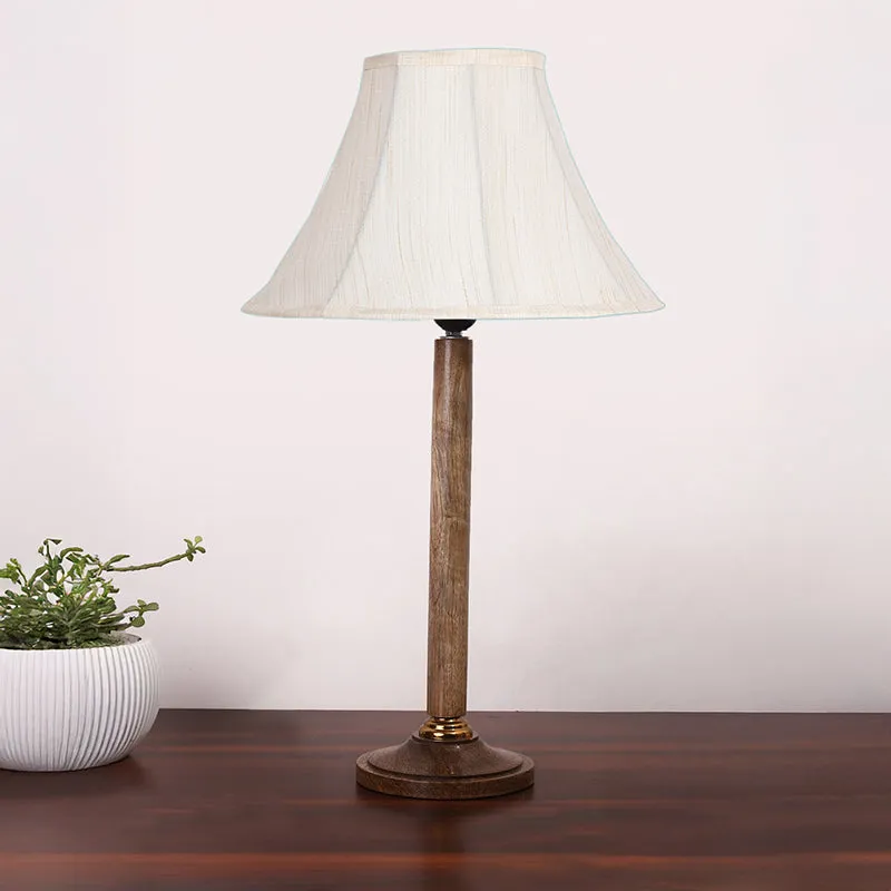 Craft Beam Table Lamp With Wooden Base - White,Brown media 3