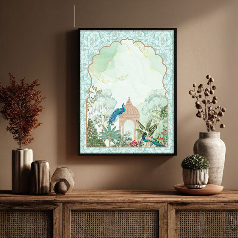 Jannat - e -Gul Framed Mughal Canvas Wall Painting media 3