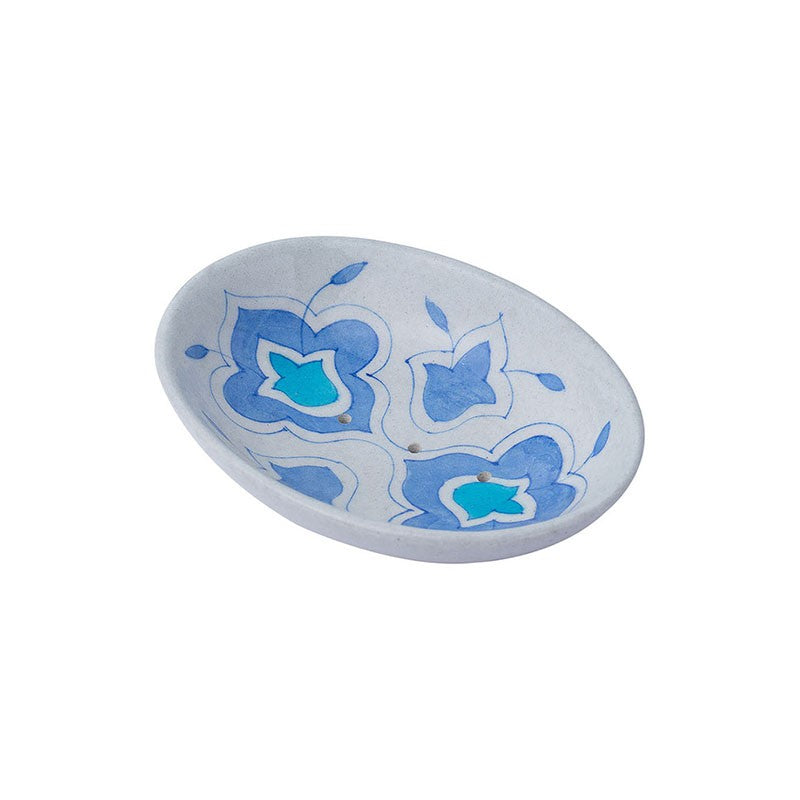 Aura Ceramic Soap Dish - White,Blue media 5