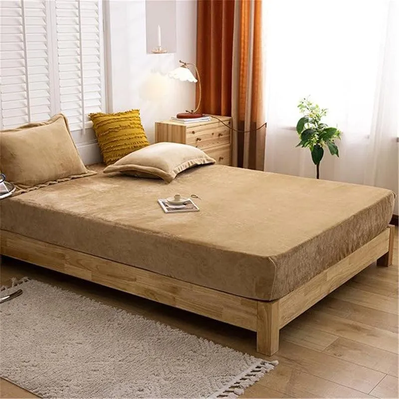 Ovia Solid Cotton Flannel Bedsheet (Beige) - 190 GSM media 3