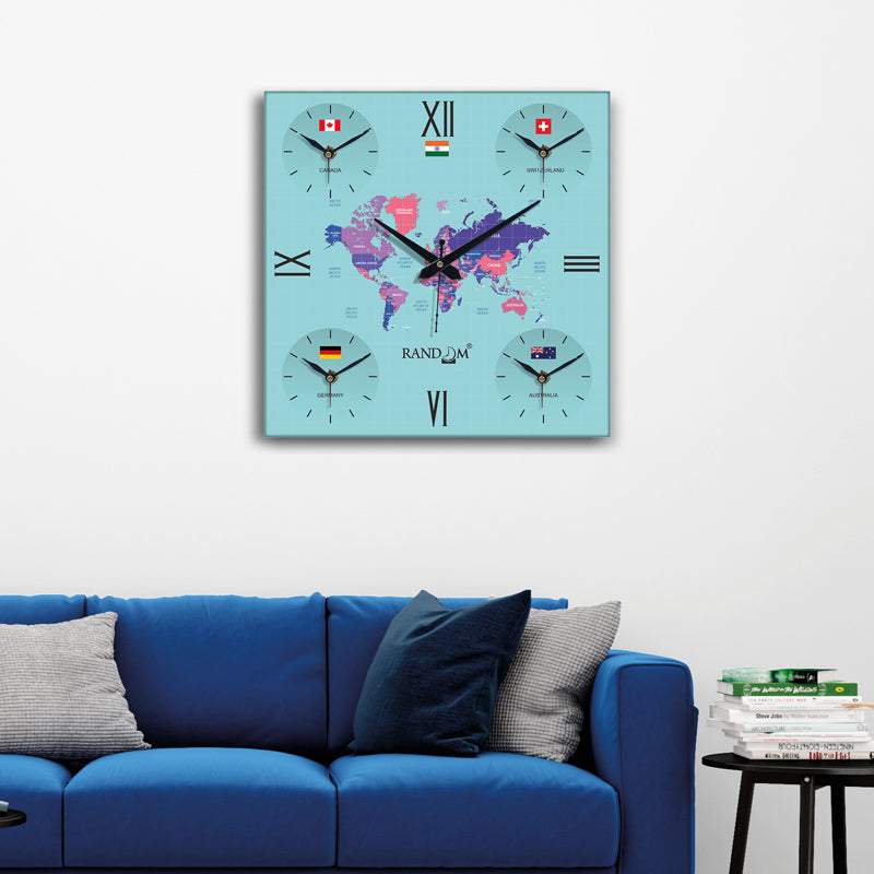 World Time Zone Wall Clock - Blue media 5