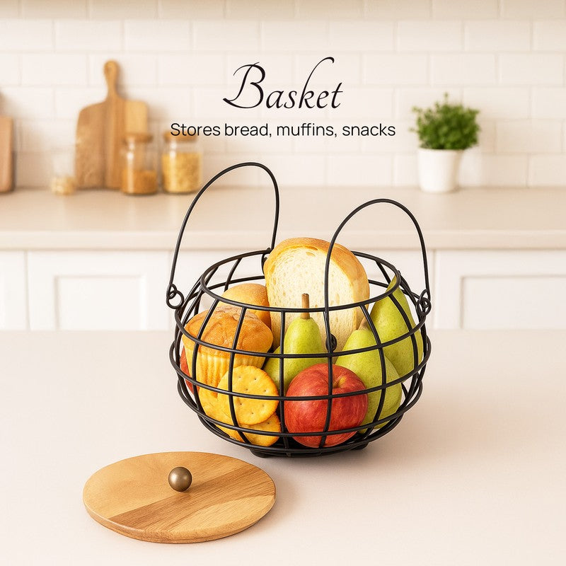 Pot Luck Basket With Lid - Black media 3