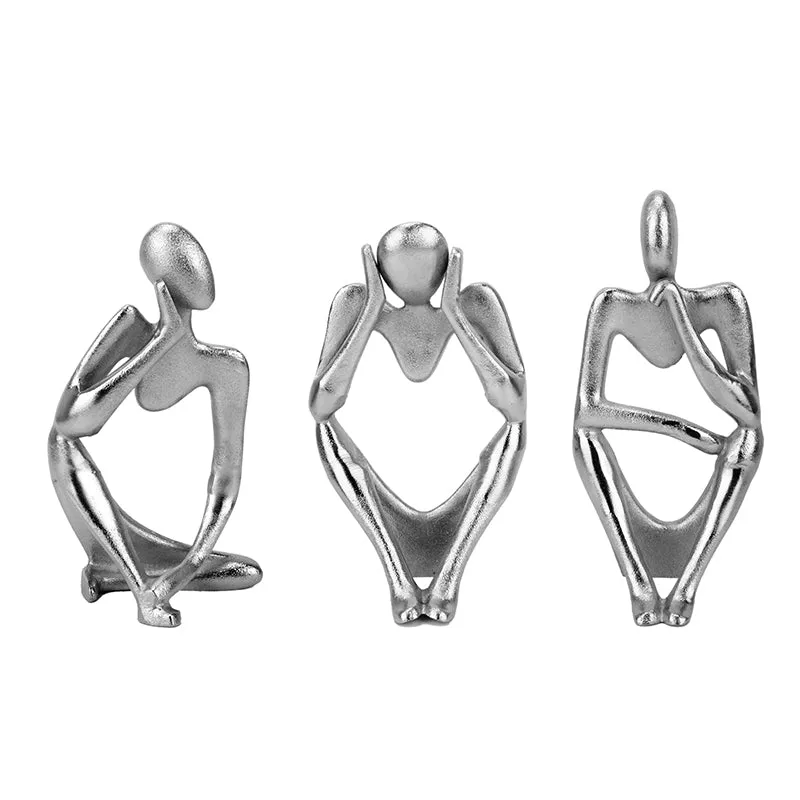 Human Ponder Showpiece (Silver) - Set Of Three media 3