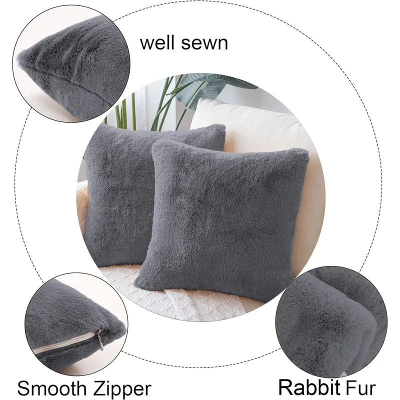 Fur Dual Cushion Cover Set (Light Grey) - Set Of Two media 5
