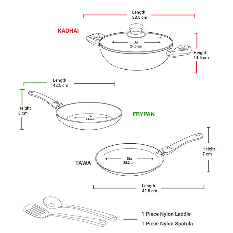 Milton Pyra Non-Stick Cookware Set (Red/2.5 L) - Five Piece Set media 8