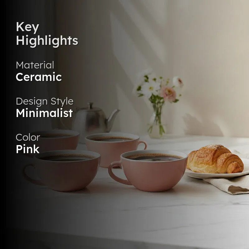 Latte Ceramic Tea Cup (240 mL Each) - Set Of Four media 2