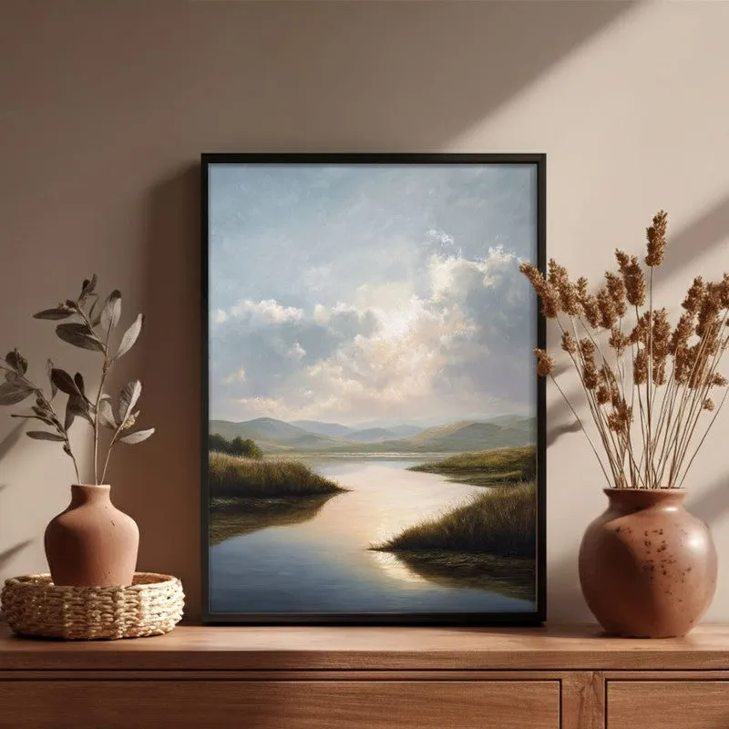 Pastel Horizons Archival Paper Wall Painting With Black Frame media 4