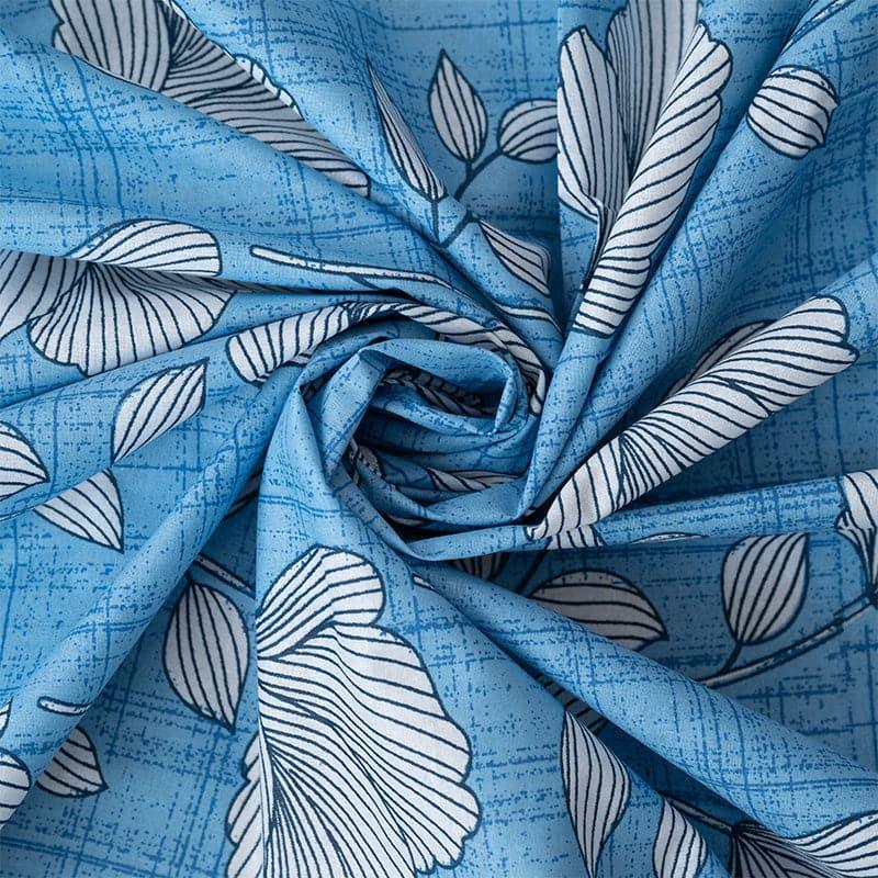 Manora Floral Cotton Bedsheet (Blue) - 144 TC media 5