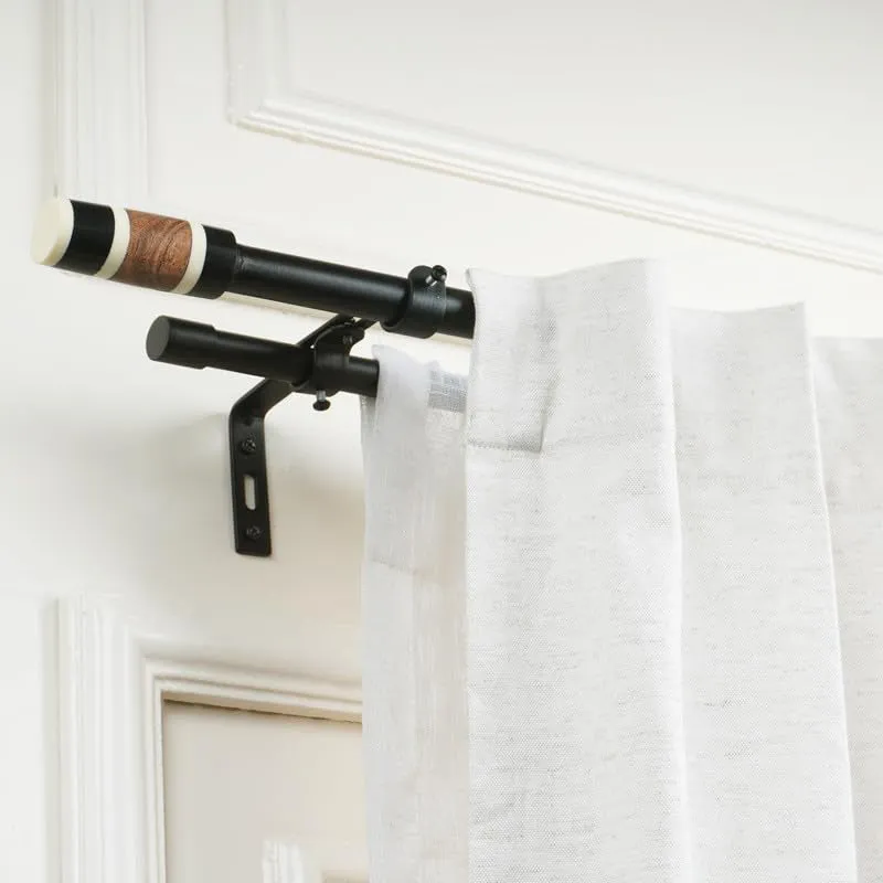 Arbora Duo Extendable 1" Double Curtain Rods With Round Finial & Brackets media 3