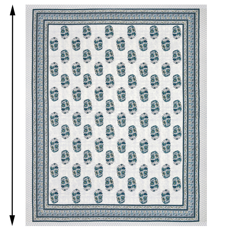 Agriya Ethnic Printed Cotton Bedsheet (Blue) - 144 TC media 5