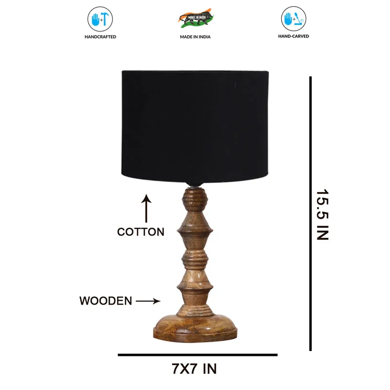 Cotin I Timber Wooden Table Lamp - Black,Brown media 7