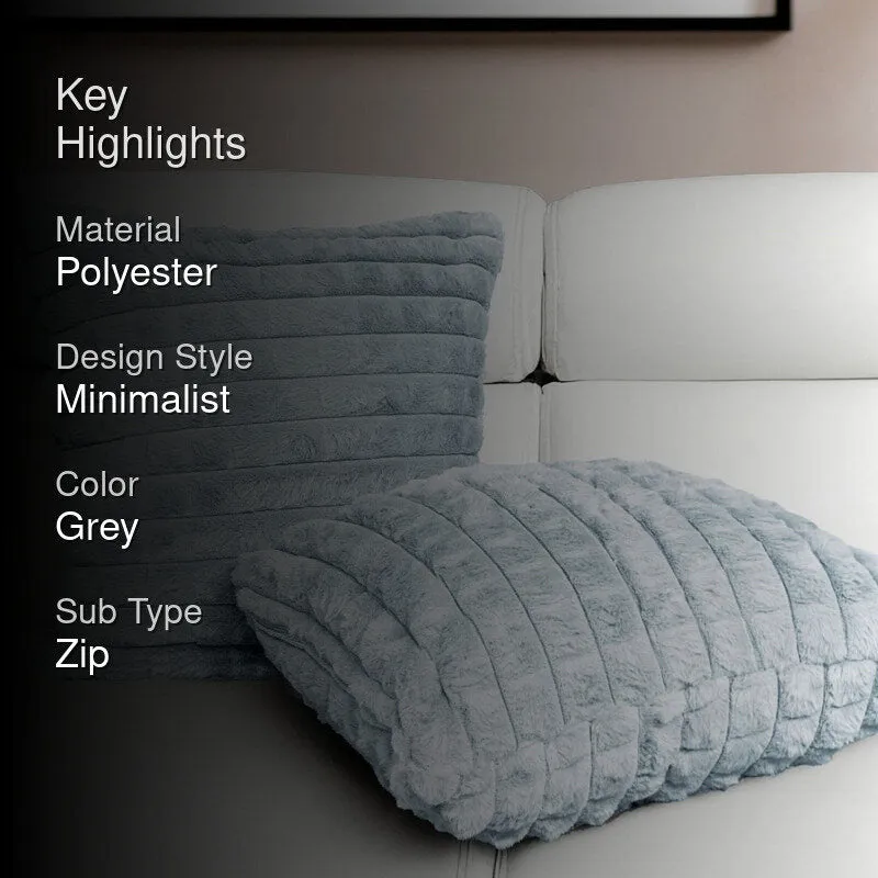 Frost Waffle Grey Cushion Cover (Square) Set of Two media 2