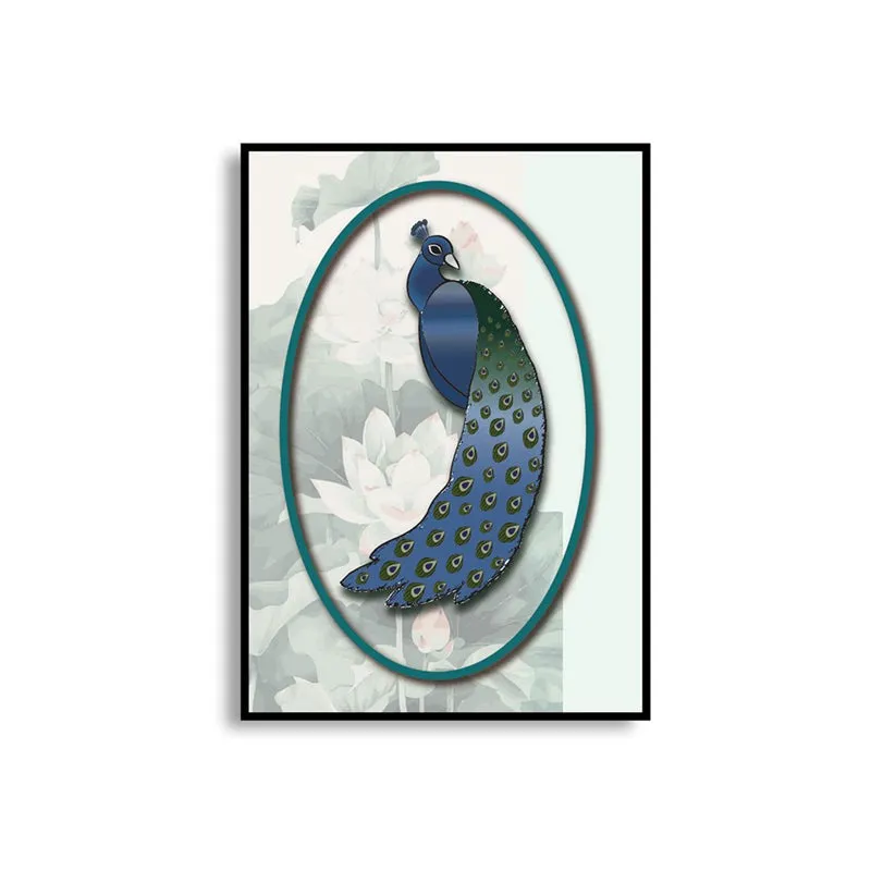 Peacock Portrait Wall Art with Black Frame media 5