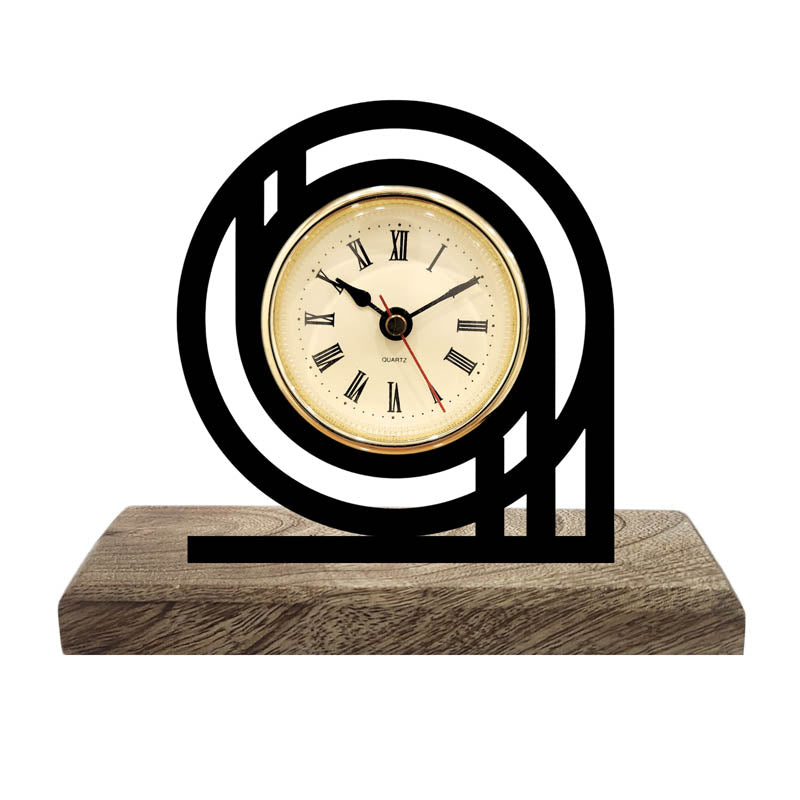 Infinite Loop Iron & Mango Wood Table Clock media 3