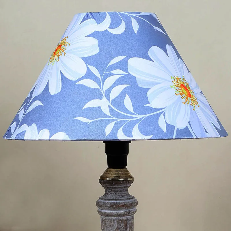 Daisy Blooms Vale Printed Mango Wood Table Lamp - White,Blue,Brown media 3