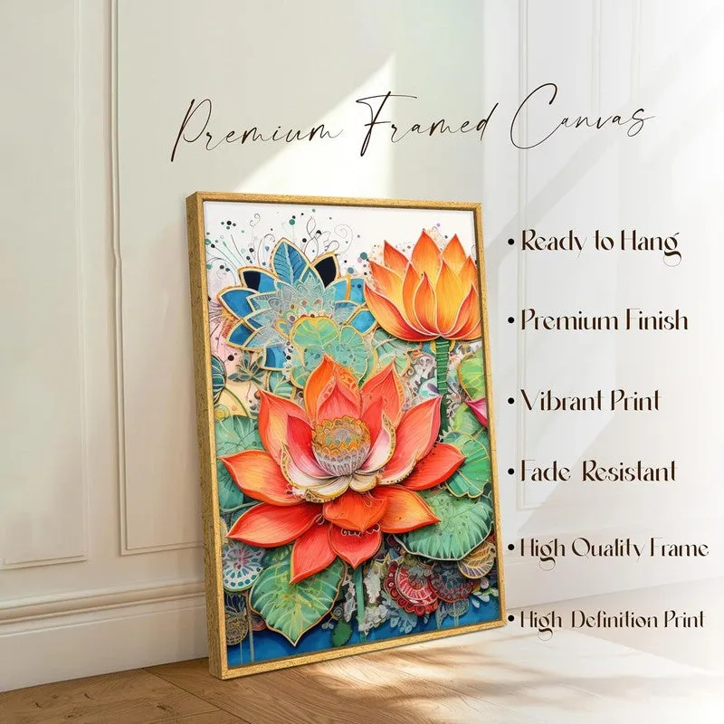 Flame Lotus Wall Art With Frame media 4