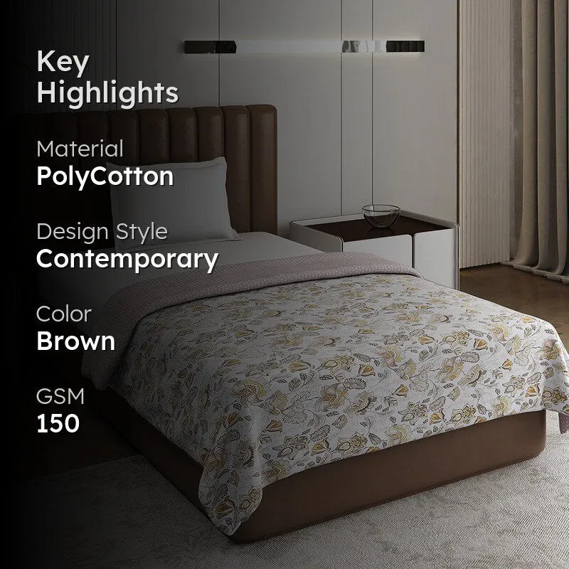 Monte Carlo Petalisa Floral Polycotton Reversible Dohar (Light Brown) - 150 GSM media 2