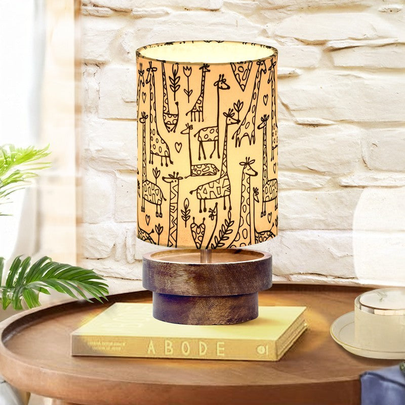 ZenGlow Nordic Style Wooden Table Lamp - Beige,Brown