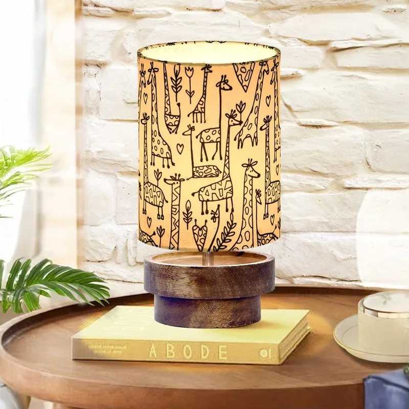 ZenGlow Nordic Style Wooden Table Lamp - Beige,Brown media 1