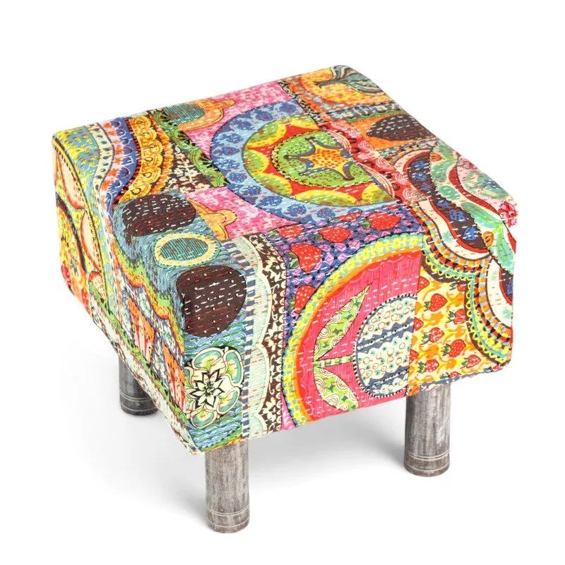 Vrixon Acacia Wooden Ottomans - Multicolor media 4