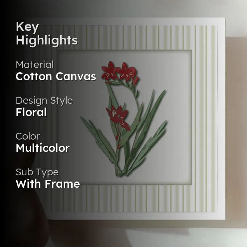 Stems & Scarlet Wall Art with White Frame media 2