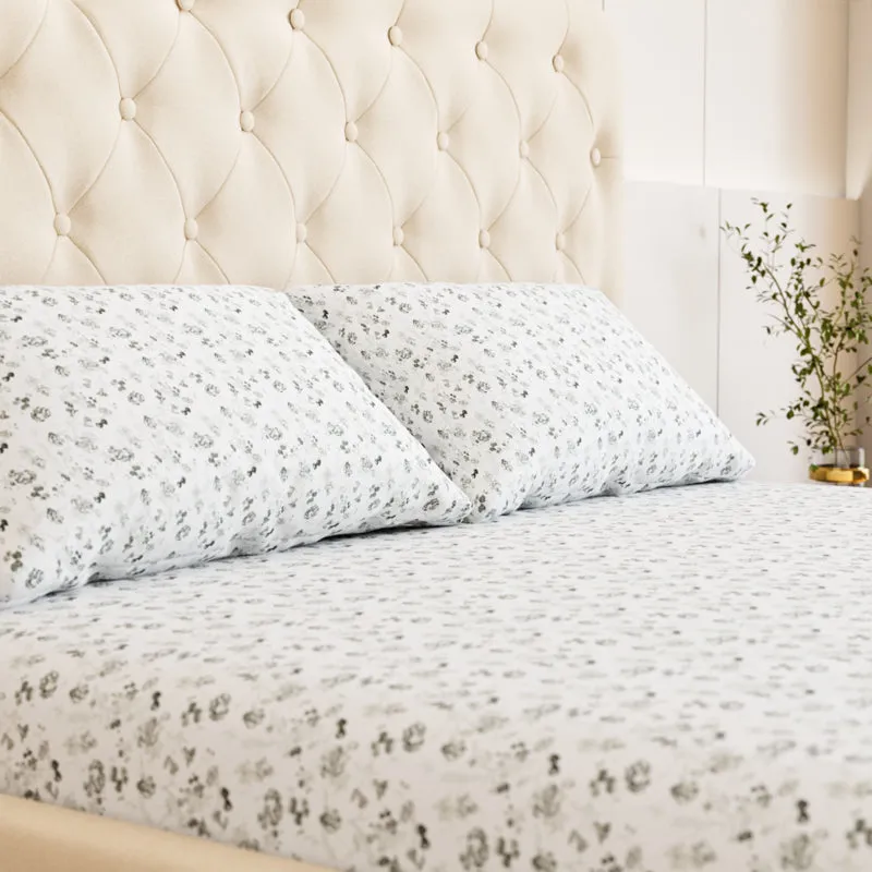 Rosewood Floral Cotton Bedsheet (Green) - 180 TC media 3