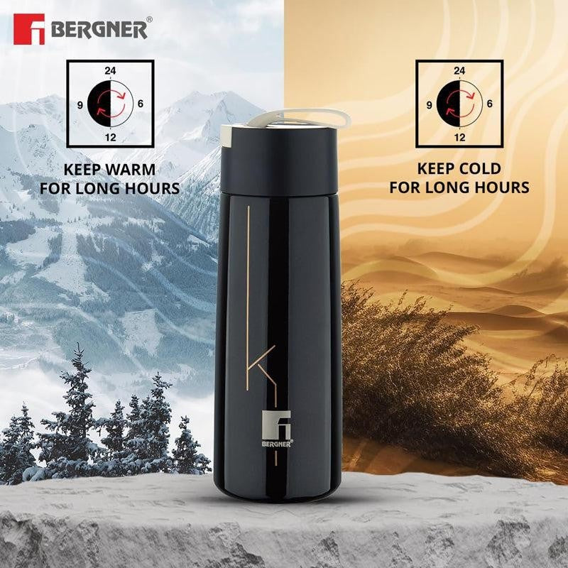 Bergner Walking Thermosteel Hot and Cold Flask (Black) -350 mL media 3