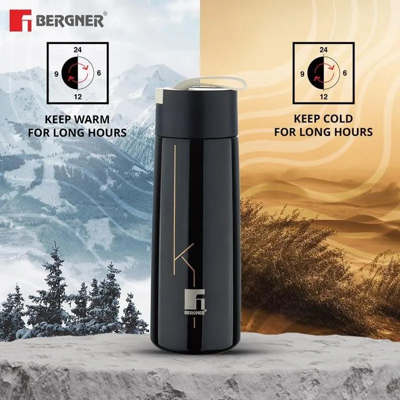 Bergner Walking Thermosteel Hot and Cold Flask (Black) -350 mL media 3