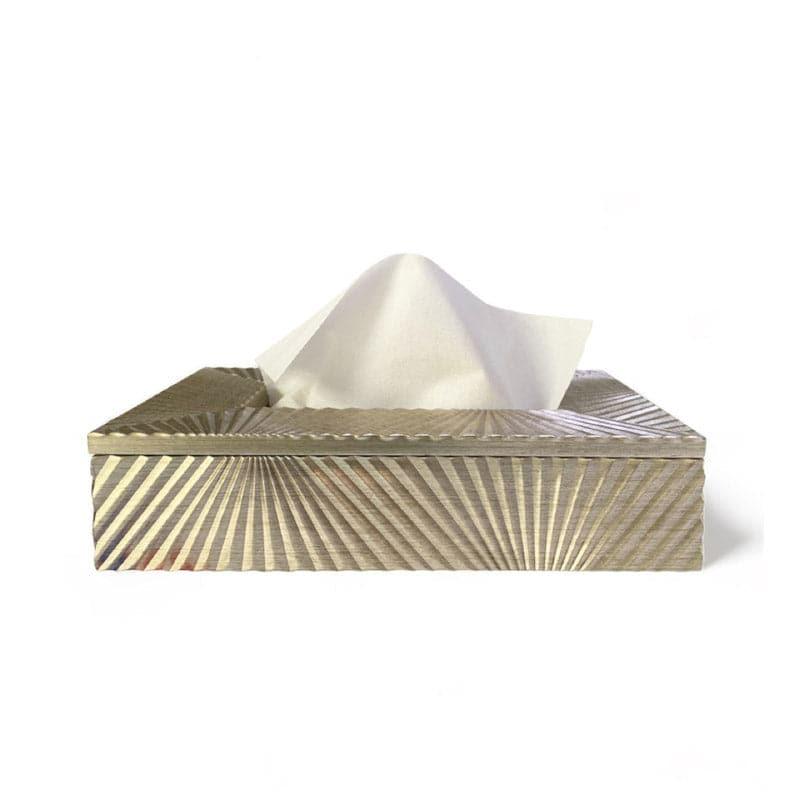 Luxurious Gold Stripe Tissue Box Holder - Stylish Wooden Design media 6