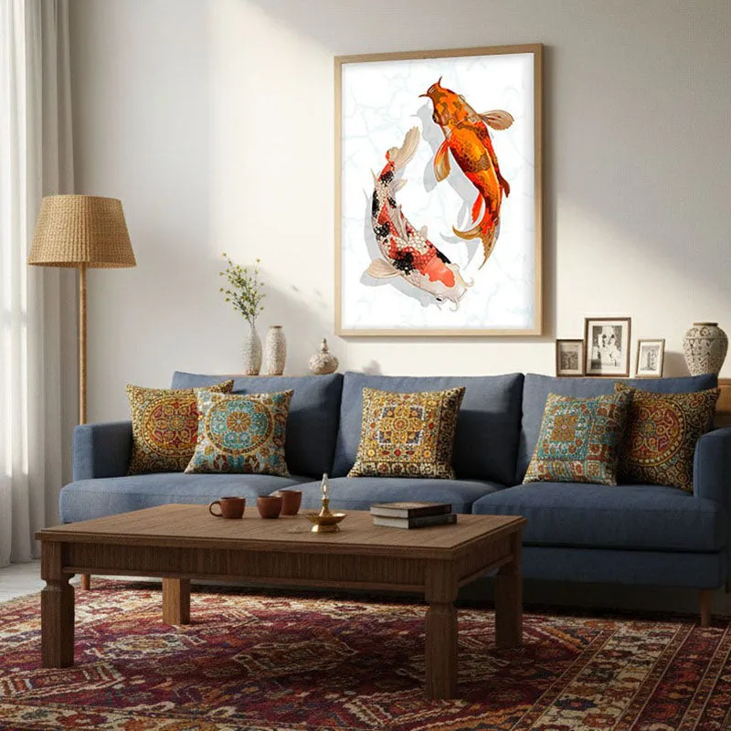 Koi Harmony Archival Paper Wall Art - Natural Brown Frame media 3
