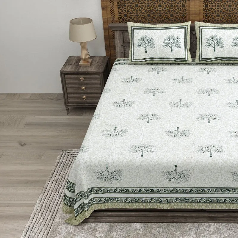 Gridor Cotton Bedsheet (Olive Green,Green) - 240 TC media 3