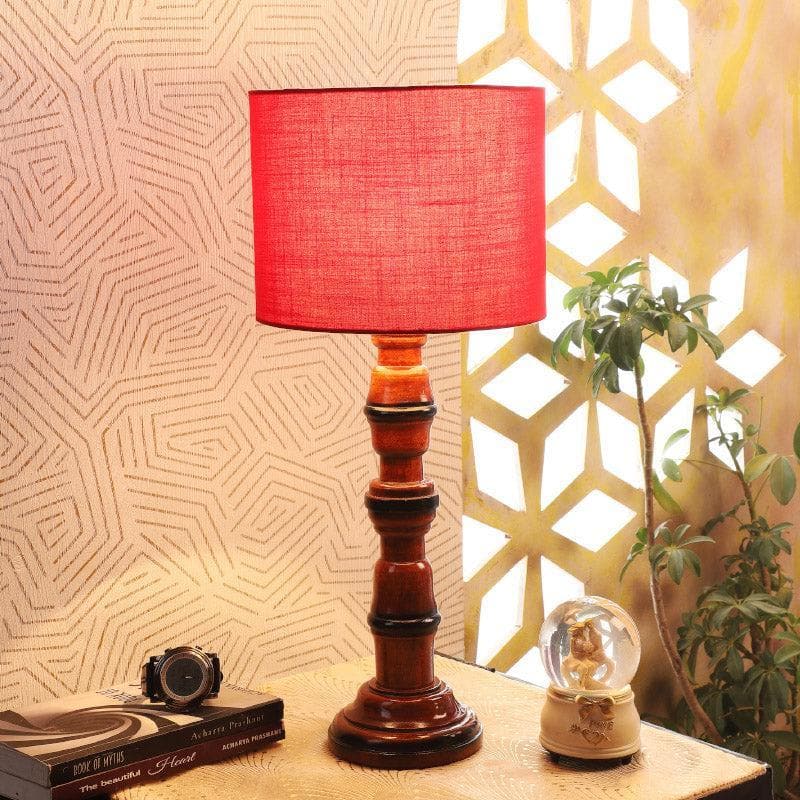 Bloss Winde Fabric Table Lamp - Red,Brown