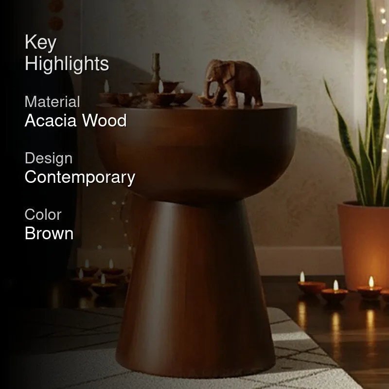 Mushroom Pedestal Acacia Wood Coffee Table media 2