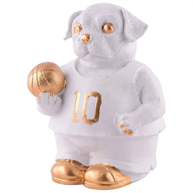 Dribble Dog Painted Polyresin Showpiece - White media 4