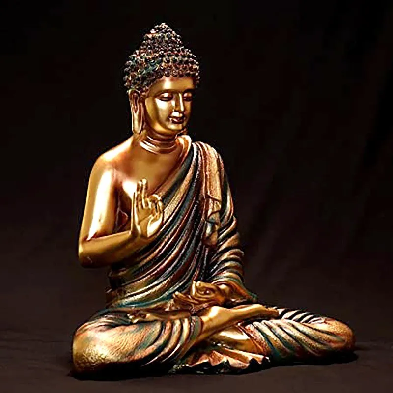 Tranquil Mudra Buddha Marble Idol - Metallic media 4
