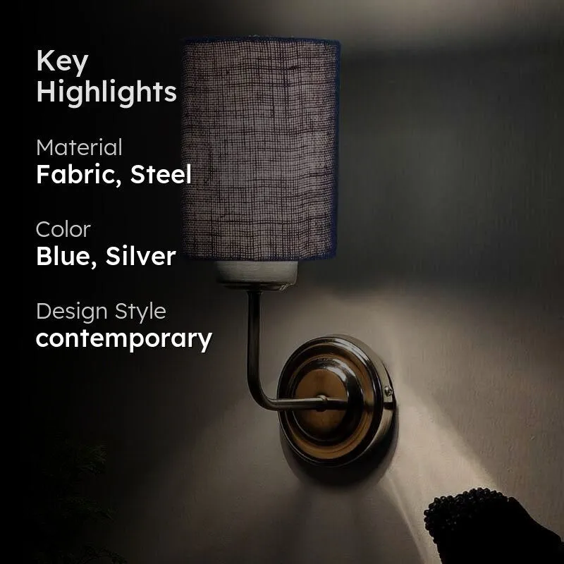 Biyox Cylindrical Fabric Wall Lamp - Blue media 2