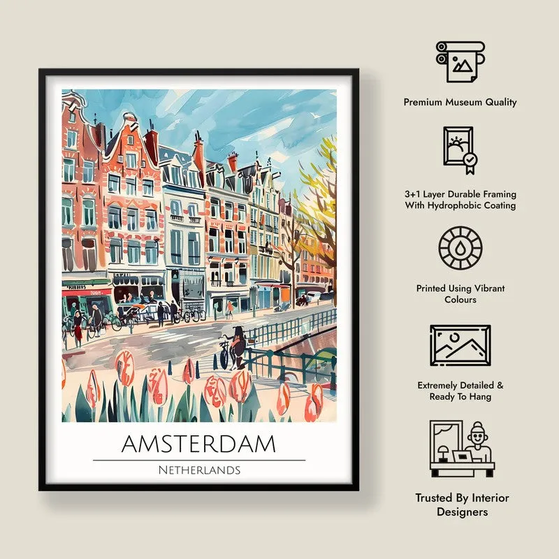 Vintage Amsterdam Framed Canvas Wall Painting media 8