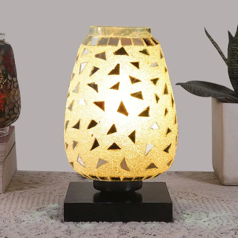 Luminte Mosaic Glass Wooden Table Lamp With Base media 3