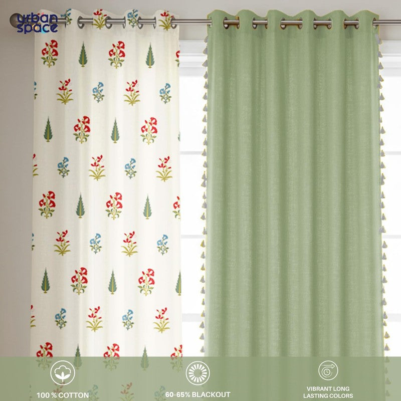 Urban Space High Garden Curtains (Green) - Set Of Three media 4