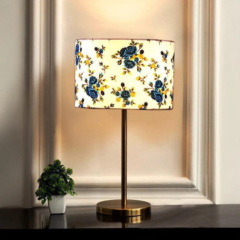 Garden Lights Cotton & Metal Table Lamp (Drum) - Multicolor media 1