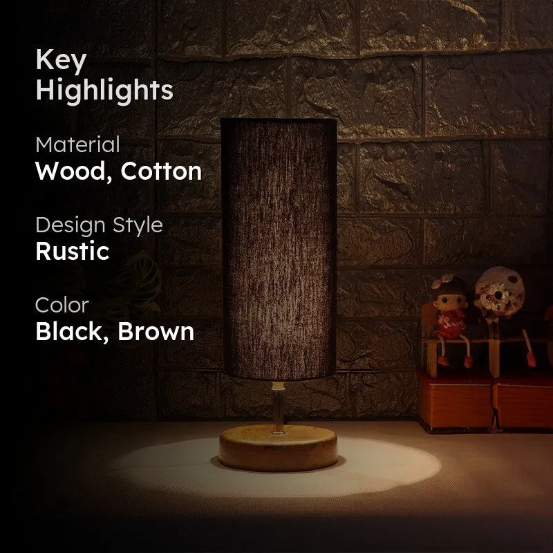 Hisha Wooden Table Lamp - Black,Brown media 2