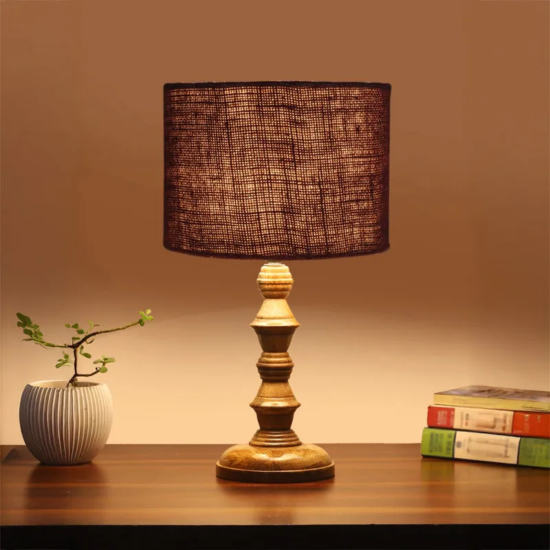 Sienna I Timber Wooden Table Lamp - Brown media 1