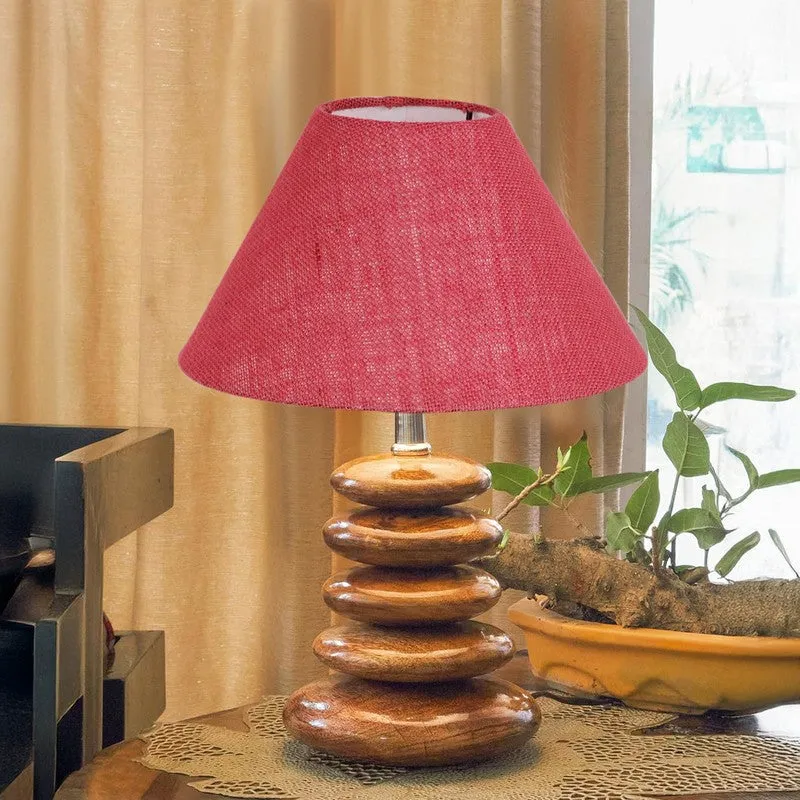 Lexora Jute Table Lamp With Wooden Base - Pink media 3