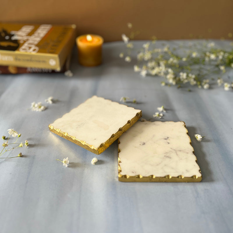 Holden Handcrafted Square Marble Coaster - Set Of Two media 3
