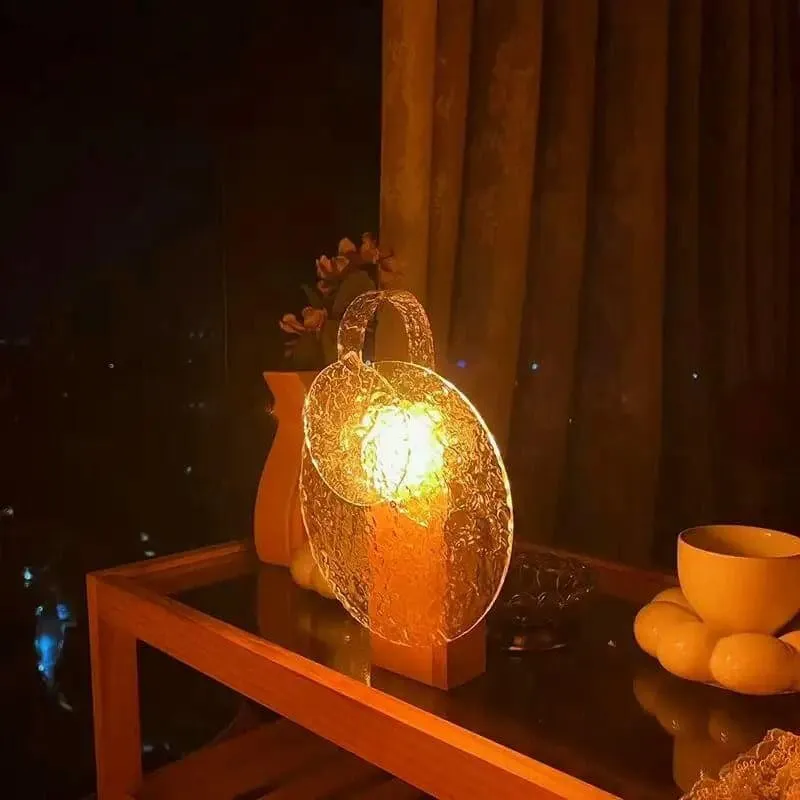 Hydro Wave Rotating Wooden Table Lamp - Transparent,Brown media 3