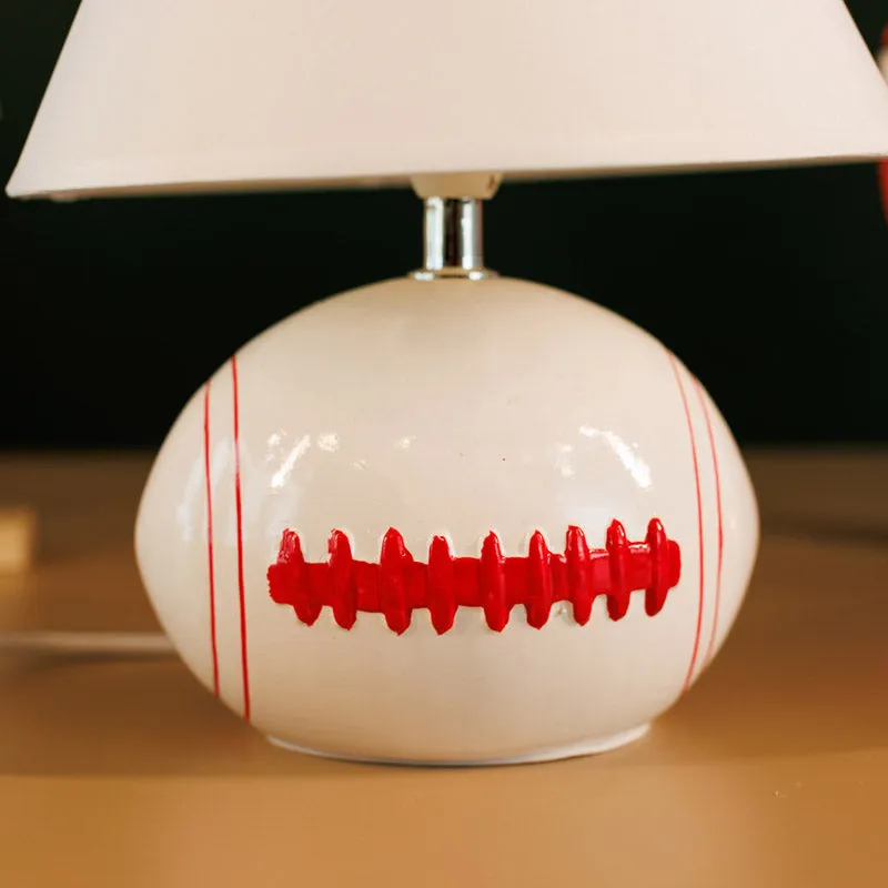 Rugby Craze Ceramic Table Lamp - White,Red media 4