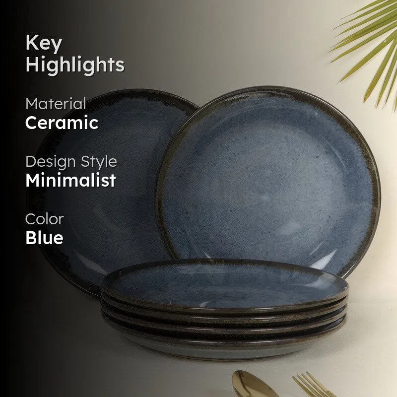 Ceramic Dinner Plates (Denim Blue) - Set Of Six media 2