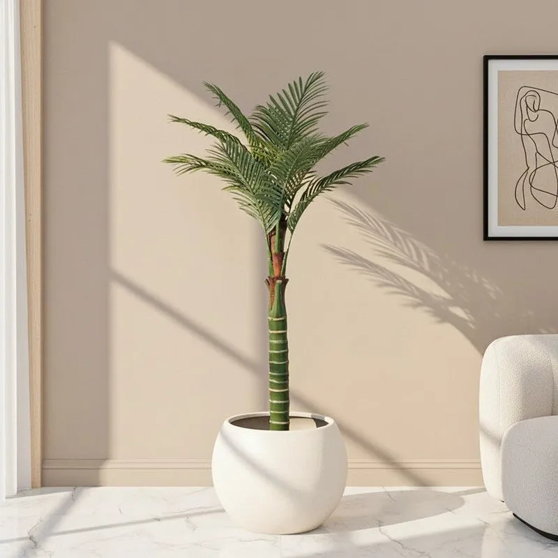 Faux Tall Feather Palm Plant With Black Plastic Pot - 6.56 ft media 1